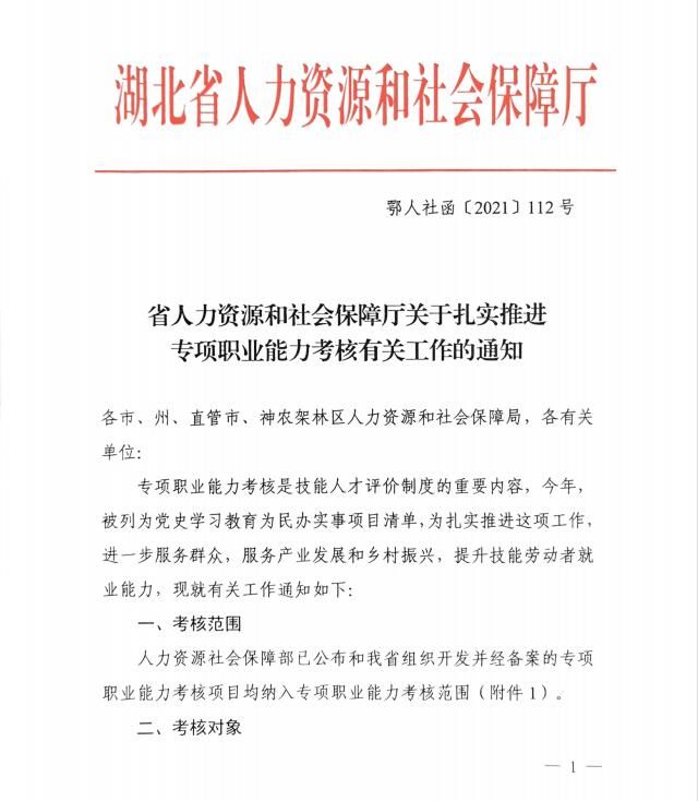 省人力资源和社会保障厅关于扎实推进专项职业能力考核有关工作的通知